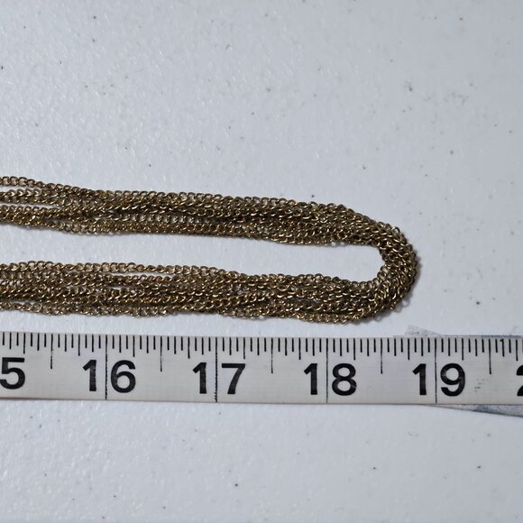 Vintage Gold Tone Multi Strand Chain Necklace Beaded Accents Statement Jewelry - Picture 5 of 5